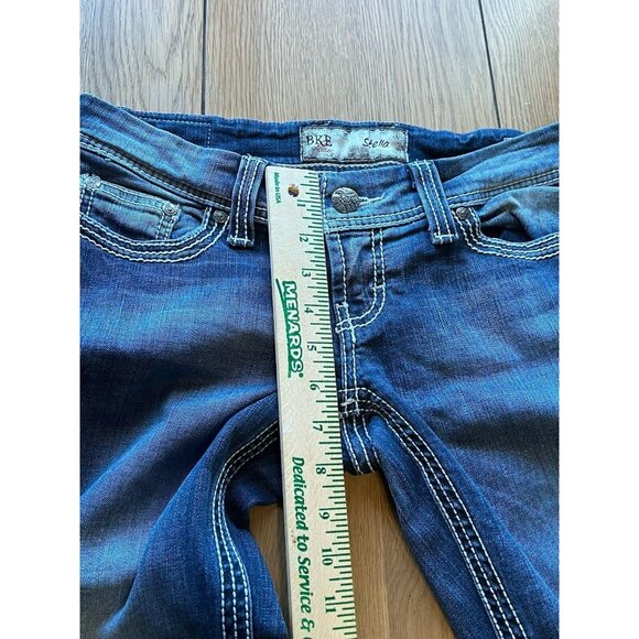 BKE STELLA Denim Blue Jeans Women's Size 27 24" CROP 3" Single Cuff Preppy Party - Picture 15 of 16